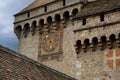 Colorful entrance clock of Chillon Castle Montreux Switzerland Royalty Free Stock Photo