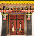 Colorful entrance door to Norbulinka monastery, Dalailama`s summer residence