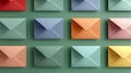 Colorful Envelopes on a Minimalistic Green Background