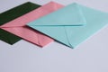 Colorful envelopes and white background