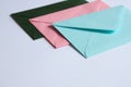 Colorful envelopes on white