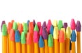 Colorful erasers on pencils Royalty Free Stock Photo