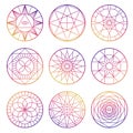 Colorful esoteric geometric pentagrams vector design