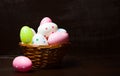 Colorful Ester eggs in a basket Royalty Free Stock Photo