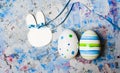 Colorful Ester eggs on blue background