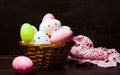 Colorful Ester eggs in a basket Royalty Free Stock Photo