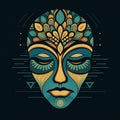colorful ethnic african mask on black Royalty Free Stock Photo