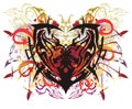 Colorful ethnic heart in grunge style