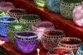 Colorful ethnic mosaic glass candle holder Royalty Free Stock Photo