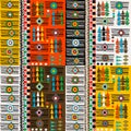 Colorful ethnic motifs pattern with geometric shapes