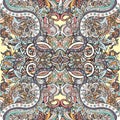 Colorful ethnic ornament, bright abstract floral oriental pattern, natural tracery, graphic print. Multicolor multi-detail decor