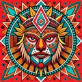 Colorful ethnic patterned head of lion. Royalty Free Stock Photo