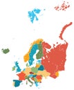 Europe map vector colorful