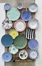 Colorful European Roman Ceramic Plates & Bowls Royalty Free Stock Photo