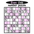 Colorful Even Odd number puzzle for beginners vector illustration Royalty Free Stock Photo