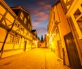 Colorful evening scene in the Wolfenbuttel village. Royalty Free Stock Photo