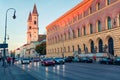 Colorful evening view of  Catholic Parish and University Church St. Louis, called Ludwigskirche. Great autumn cityscape of Munich Royalty Free Stock Photo