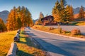 Colorful evening view of the top of Tre Croci Cortina Pass.