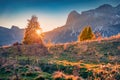 Colorful evening view of Tre Croci Cortina Pass.