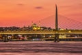 Colorful eveniong on the banks of the Bay of Golden Horn in Istanbul, Tirkey