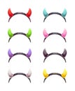 Colorful evil horns head gear.