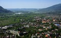 Colorful exalted view from a bird& x27;s eye view to houses in reside