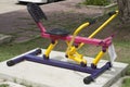 Colorful exercise equipment.