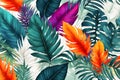 Colorful Exotic Tropical Leaves Artwork Perfect for Modern Interior Wallpaper and Surface Pattern Design Royalty Free Stock Photo