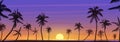 Colorful exotic tropical ocean sunset with palm trees landscape panorama Royalty Free Stock Photo