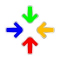 Colorful expand arrow icon isolated on white, arrows pointing zoom in, expand arrow icon for resizes, drag arrow for all direction