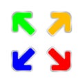 Colorful expand arrow isolated on white, arrows pointing out in a square shape, expand arrow icon for resizes, drag arrow for all