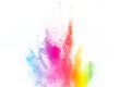 Colorful explosion for Happy Holi powder.Abstract background of color particles burst or splashing Royalty Free Stock Photo