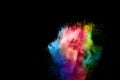 Colorful explosion for Happy Holi powder.Abstract background of color particles burst or splashing Royalty Free Stock Photo