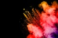 Colorful explosion for Holi powder.Abstract background of color particles burst or splashing Royalty Free Stock Photo