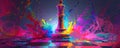 Colorful explosion of paint around a chess king on a chessboard Royalty Free Stock Photo