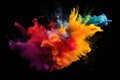 Colorful explosion of paint isolated on black background. Abstract colored background, Color dust splash on a dark black Royalty Free Stock Photo