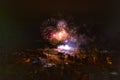 Colorful Explosions of Festive Fireworks Illuminate the Night Sky Valmiera. Colorful exploding fireworks light up the night sky