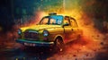 Colorful Explosions: Vibrant Taxi Photoshoot with Sony A9