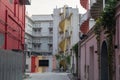 Colorful exterior spiral staircases in Bugis, Singapore