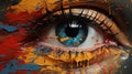 Colorful Eye Artwork With Abstract Paint Brushstrokes Royalty Free Stock Photo