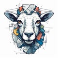 Abstract Geometric Sheep Head: Graffiti-inspired Illustration Royalty Free Stock Photo