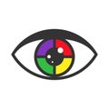 Colorful eye icon. Human vision theme. Vector illustration.