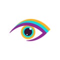 Colorful eye logo. Vector eye icon. Eye vision, eyecare logo design.