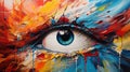 Colorful Eye Painting In The Style Of Erik Jones And Minjae Lee