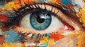 Colorful Eye Portrait: A Masterpiece Of Realist Detail And Abstract Brushstrokes