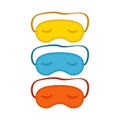 Colorful eye sleep mask set isolated on white background.