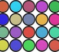 Colorful eyeshadows in black boxes isolated on white Royalty Free Stock Photo