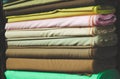 Colorful fabric cotton rolls in textile shop industry Royalty Free Stock Photo