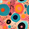 Colorful fabric with dripping circles in playful brushstrokes (tiled)