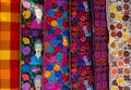 Colorful fabric in Mexico Market stall